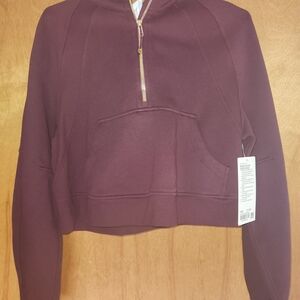 lululemon athletica Cropped Half-Zip Hoodie in Burgundy